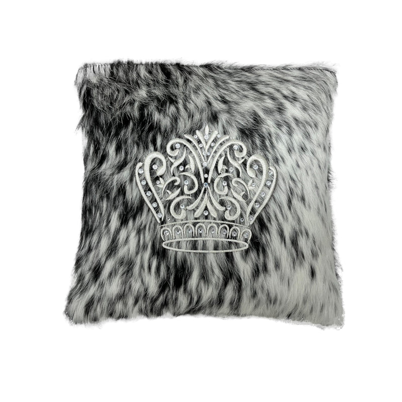 Exotic Black and White Fur with Silver Embroidery - F60