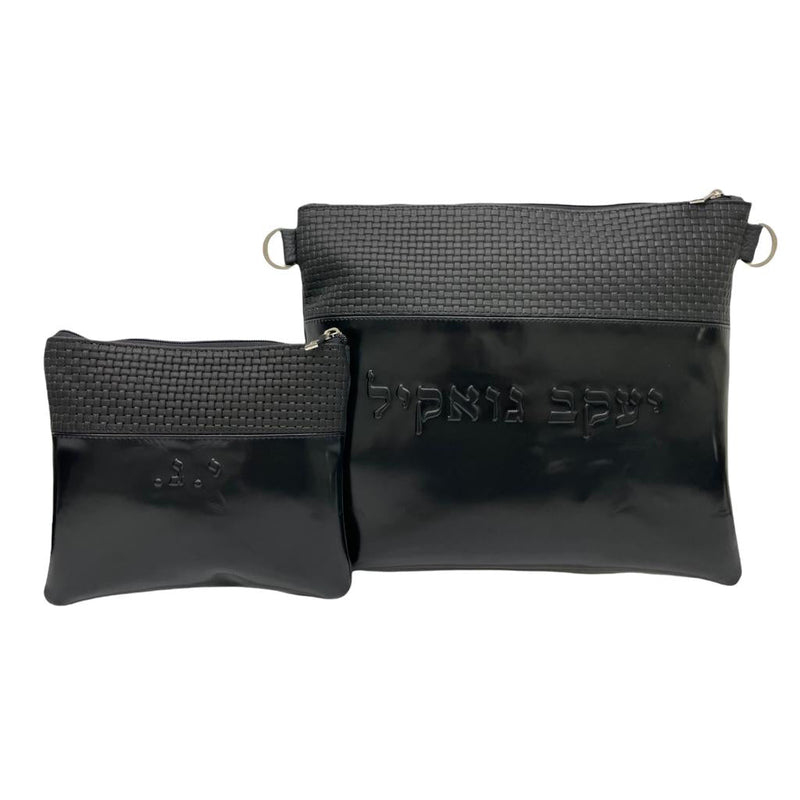Multi-Textured Black Weave/Patent Leather - B192