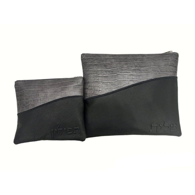 Multi-Textured - Gray Crocodile/Black Grain with Black Embroidery - B236