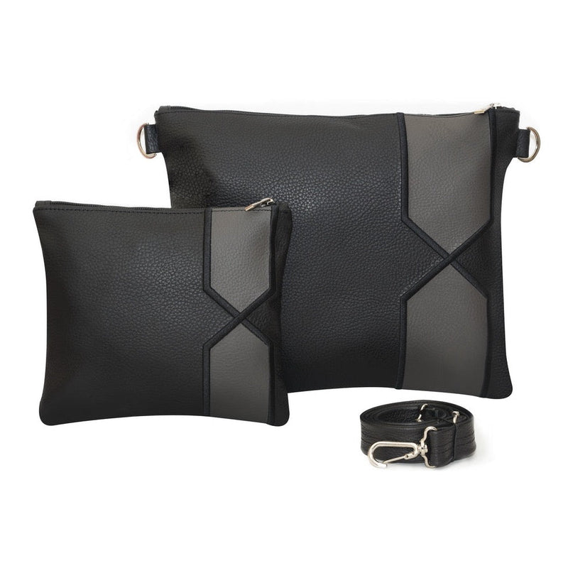 Black/Gray Grain and Black Embroidery - B224