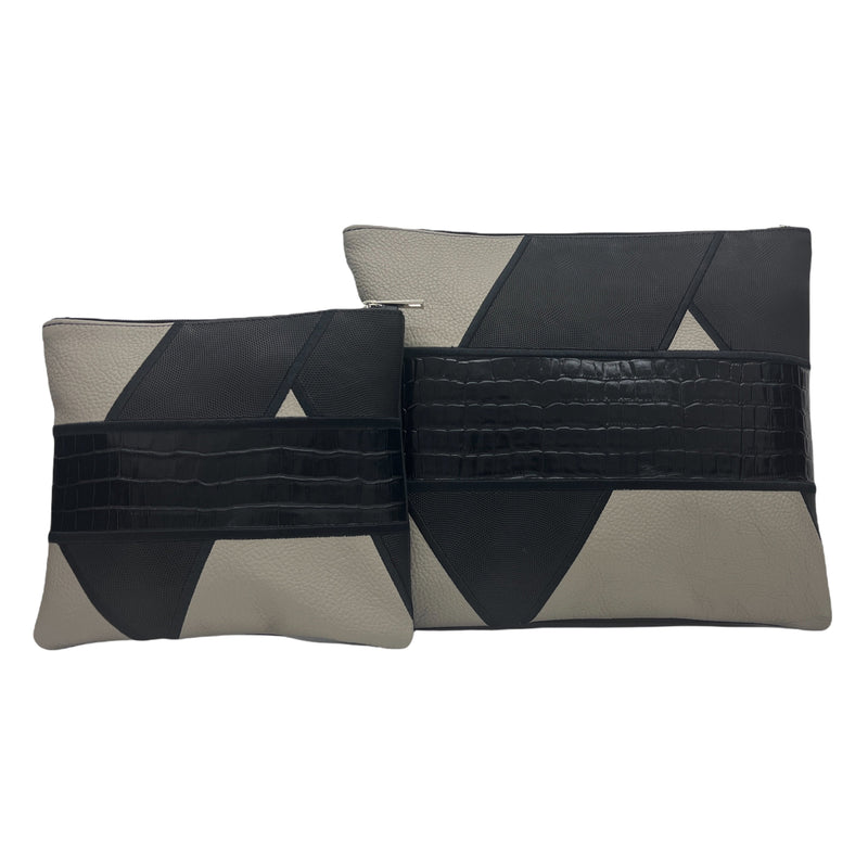 Multi-Textured - Light Gray/Textured Black/Black Crocodile with Black Embroidery - C139