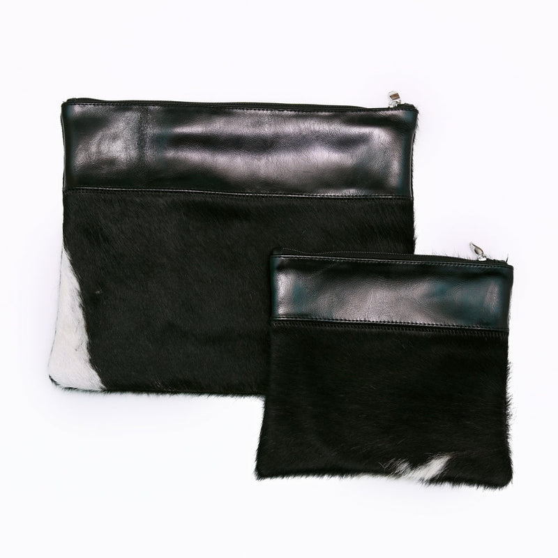 Glossy Black Leather/Black and White Fur - D21