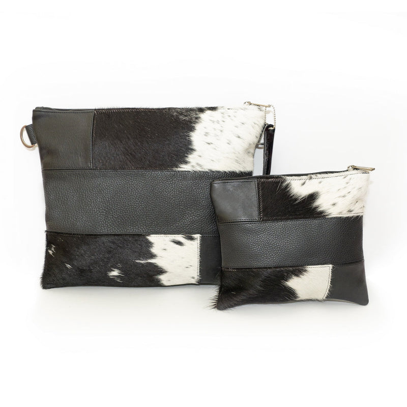 Multi-Textured Black Leather/Black and White Fur - D33