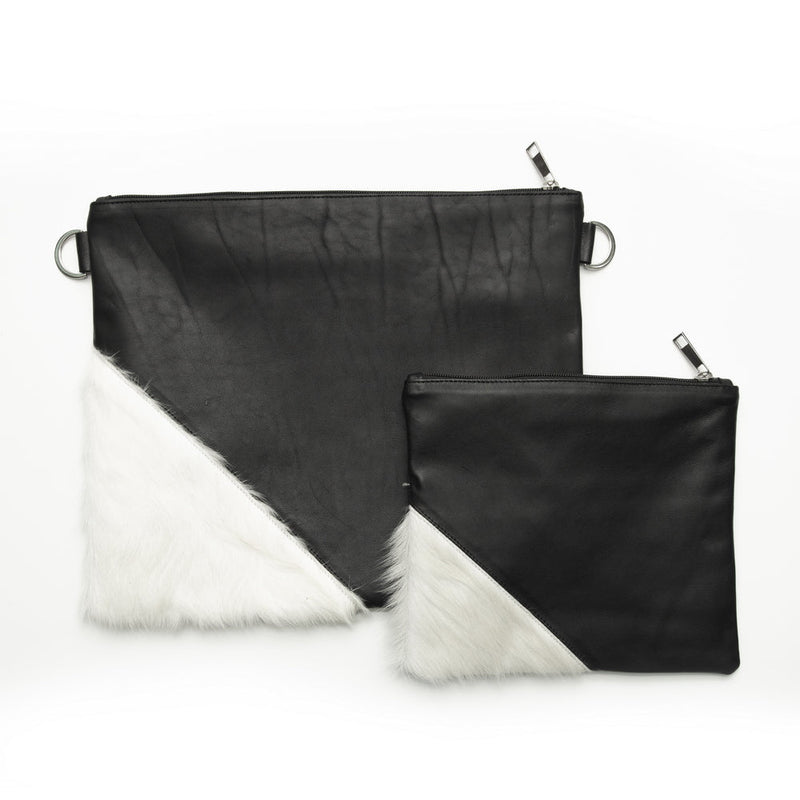 Black Leather/White Fur - D38