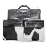 Glossy Black Leather/Black and White Fur - D58