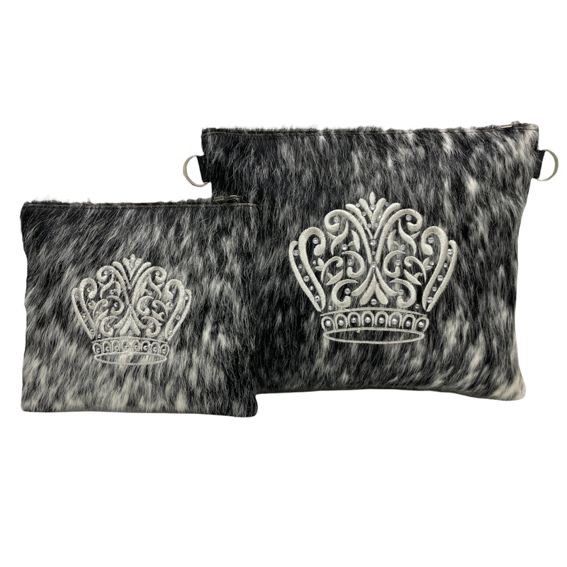 Exotic Black and White Fur with Silver Embroidery - F60
