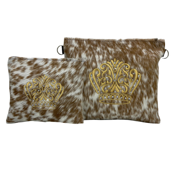 Exotic Brown and White Fur with Golden Embroidery - F62