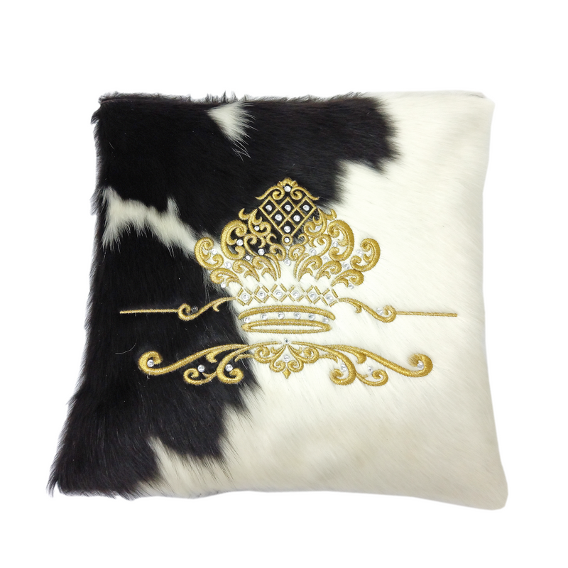 Black and White Fur with Golden Embroidery - F70